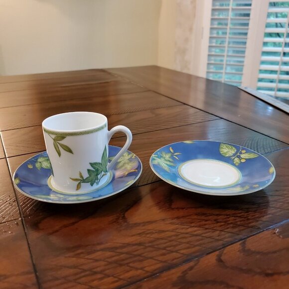 Medard de Noblat Esterel Blue Demitasse‎ Coffee Cup & 2 Saucers Replacement - Picture 4 of 8